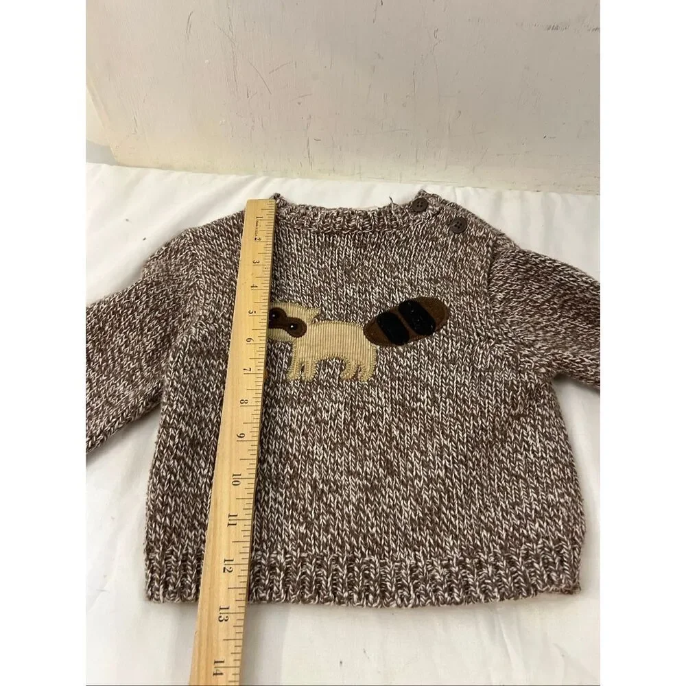 Gymboree boys sweater‎ size 18-24m brown raccoon rn#70530